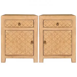 Najin Pine Timber Bedside Table Pair Set, Natural by Affinity Furniture, a Bedside Tables for sale on Style Sourcebook