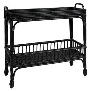 Palm Springs Rattan Bar Cart, Black by Canvas Sasson, a Sideboards, Buffets & Trolleys for sale on Style Sourcebook