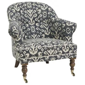 Halston Fabric Slipper Armchair, Oean Ikat by Canvas Sasson, a Chairs for sale on Style Sourcebook