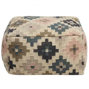Winter Khaleesi Wool & Jute Square Pouf Ottoman by Canvas Sasson, a Ottomans for sale on Style Sourcebook