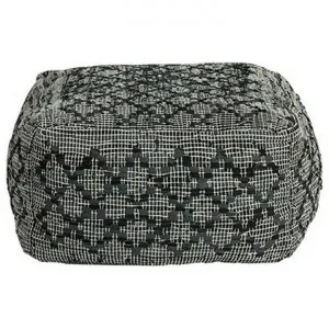 Harley Cotton & Leather Square Pouf Ottoman by Canvas Sasson, a Ottomans for sale on Style Sourcebook