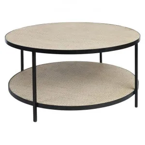 Manhattan Iron & Rattan Round Coffee Table, 86cm, Black by Canvas Sasson, a Coffee Table for sale on Style Sourcebook