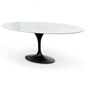 Tulip 2m White Marble Oval Dining Table - Black Base by Interior Secrets - AfterPay Available by Interior Secrets, a Dining Tables for sale on Style Sourcebook