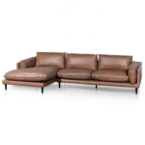 Lucio 4 Seater Left Chaise Leather Sofa - Saddle Brown - Last One by Interior Secrets - AfterPay Available by Interior Secrets, a Sofas for sale on Style Sourcebook