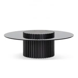 Lamar 1.1m Round Glass Coffee Table - Black by Interior Secrets - AfterPay Available by Interior Secrets, a Coffee Table for sale on Style Sourcebook