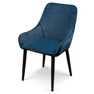 Set of 2 - Acosta Dining Chair - Navy Blue Velvet in Black Legs by Interior Secrets - AfterPay Available by Interior Secrets, a Dining Chairs for sale on Style Sourcebook