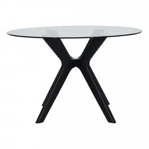 Padma Round Dining Table 100cm in Glass / Black by OzDesignFurniture, a Dining Tables for sale on Style Sourcebook