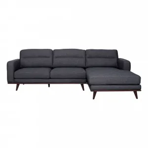 Astrid 2.5 Seater Sofa + Chaise RHF in Talent Charcoal / Brown Leg by OzDesignFurniture, a Sofas for sale on Style Sourcebook