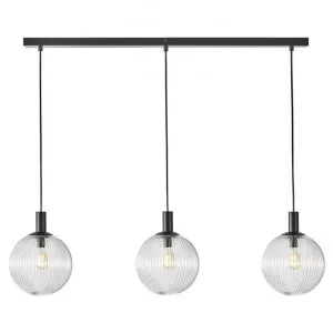 Legarno Metal & Glass Bar Pendant Light, 3 Light, Clear / Black by Oriel Lighting, a Pendant Lighting for sale on Style Sourcebook