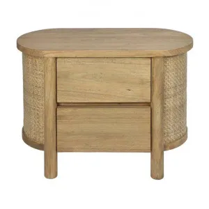 Coolum Timber & Rattan Oval Bedside Table by Florabelle, a Bedside Tables for sale on Style Sourcebook