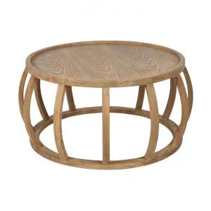 Manningham Timber Oriental Round Coffee Table, 85cm, Natural by Florabelle, a Coffee Table for sale on Style Sourcebook