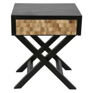 Toga Acacia Timber Cross Leg Side Table, Black by Florabelle, a Bedside Tables for sale on Style Sourcebook
