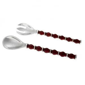 Alicia 2 Piece Beaded Salad Server Set, Red by Casa Uno, a Cutlery for sale on Style Sourcebook