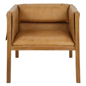 Zayne Leather & Teak Timber Armchair by MRD Home, a Chairs for sale on Style Sourcebook