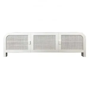 Grace Timber & Rattan 3 Door TV Unit, 180cm, Chalk by MRD Home, a Entertainment Units & TV Stands for sale on Style Sourcebook
