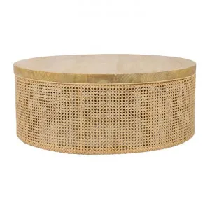 Zoe Timber & Rattan Round Coffee Table, 90cm, Natural by MRD Home, a Coffee Table for sale on Style Sourcebook