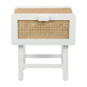 Zoe Timber & Rattan Bedside Table, Chalk by MRD Home, a Bedside Tables for sale on Style Sourcebook