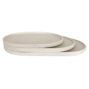 Esher 3 Piece Polystone Oval Platter Set, Chalk by MRD Home, a Plates for sale on Style Sourcebook