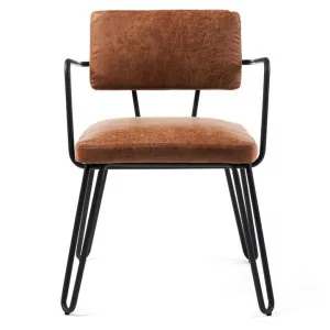 Chelsea PU Leather & Metal Carver Dining Chair, Cognac by M Co Living, a Dining Chairs for sale on Style Sourcebook