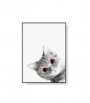 Cat with Pink Glasses Wall Art Canvas 4 sizes available 70cm x 50cm by Luxe Mirrors, a Artwork & Wall Decor for sale on Style Sourcebook