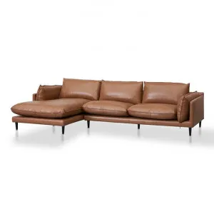 Lucio 4 Seater Left Chaise Leather Sofa - Caramel Brown by Interior Secrets - AfterPay Available by Interior Secrets, a Sofas for sale on Style Sourcebook
