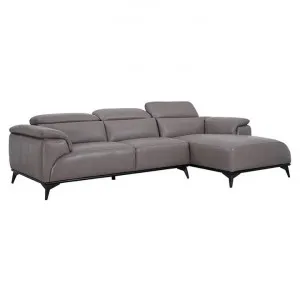 Claremont Italian Leather Corner Sofa, 2.5 Seater with RHF Chaise, Mid Grey by OZW Furniture, a Sofas for sale on Style Sourcebook