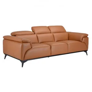 Claremont Italian Leather Sofa, 3 Seater, Tan by OZW Furniture, a Sofas for sale on Style Sourcebook