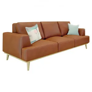 Rocella Italian Leather Sofa, 3 Seater, Tan by OZW Furniture, a Sofas for sale on Style Sourcebook