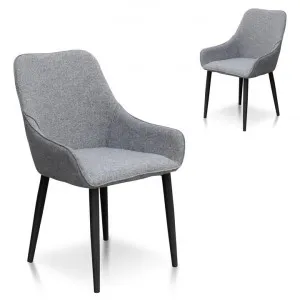 Set of 2 - Acosta Fabric Dining Chair - Pebble Grey in Black Legs by Interior Secrets - AfterPay Available by Interior Secrets, a Dining Chairs for sale on Style Sourcebook