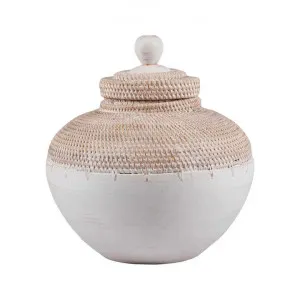 Seri Rattan & Wood Lidded Jar, Large by Florabelle, a Vases & Jars for sale on Style Sourcebook