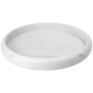 Santiago Marble Round Tray, Large, White by Florabelle, a Trays for sale on Style Sourcebook