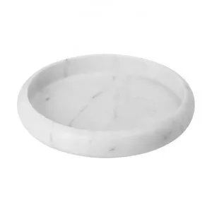 Santiago Marble Round Tray, Small, White by Florabelle, a Trays for sale on Style Sourcebook