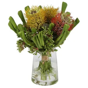 Wembley Artificial Bottlebrush Arrangement in Glass Vase by Florabelle, a Plants for sale on Style Sourcebook
