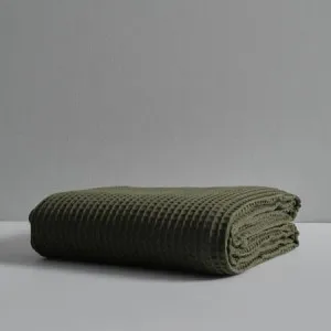 Canningvale Waffle Blankets - Olive, Single, Luxury Cotton by Canningvale, a Blankets & Throws for sale on Style Sourcebook