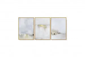 Set of 3 Golden White Abstract Wall Art Canvas 3 sizes available 60cm x 40cm by Luxe Mirrors, a Artwork & Wall Decor for sale on Style Sourcebook