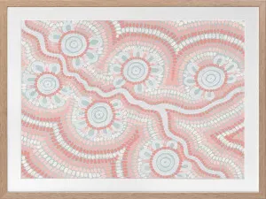 Connection to the River Blush Pink Framed Art Print by Urban Road, a Aboriginal Art for sale on Style Sourcebook