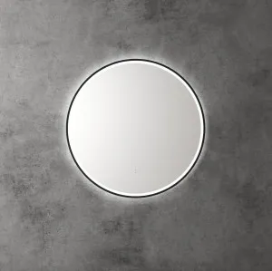 Touchless LED Round Mirror with Matt Black Frame 70cm by Luxe Mirrors, a Illuminated Mirrors for sale on Style Sourcebook