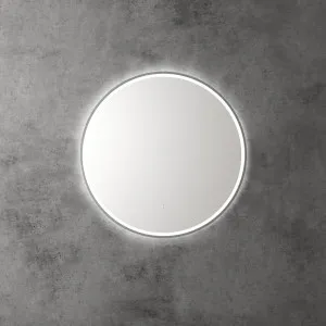 Touchless LED Round Mirror with Gun Metal Frame 70cm by Luxe Mirrors, a Illuminated Mirrors for sale on Style Sourcebook