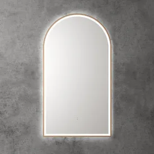 Touchless LED Arch Mirror with Brushed Bronze Frame 90cm x 50cm by Luxe Mirrors, a Illuminated Mirrors for sale on Style Sourcebook