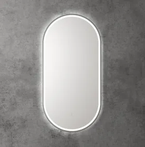 Touchless LED Pill Mirror with Gun Metal Frame 90cm x 45cm by Luxe Mirrors, a Illuminated Mirrors for sale on Style Sourcebook