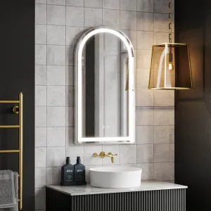 Ingrain Arch Shaped Brushed Nickel Framed Frontlit LED Mirror 500mm by 900mm by Ingrain, a Vanity Mirrors for sale on Style Sourcebook