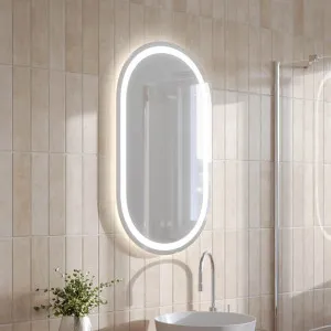 Ingrain Pill Shaped Frameless Frontlit and Backlit LED Mirror 500mm by 850mm by Ingrain, a Vanity Mirrors for sale on Style Sourcebook