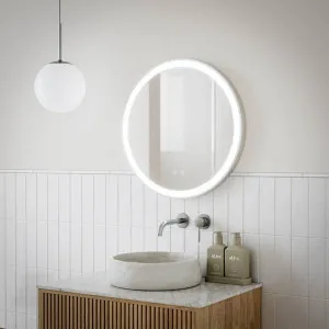 Ingrain Round Brushed Nickel Framed Frontlit LED Mirror by Ingrain, a Vanity Mirrors for sale on Style Sourcebook