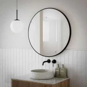 Ingrain Round Matte Black Framed Mirror 800mm by Ingrain, a Vanity Mirrors for sale on Style Sourcebook