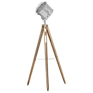 Seaford Timber Tripod Spotlight Floor Lamp by New Oriental, a Floor Lamps for sale on Style Sourcebook