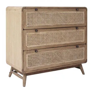 Sandro Mindi Wood & Rattan 3 Drawer Chest, Natural by Chateau Legende, a Dressers & Chests of Drawers for sale on Style Sourcebook