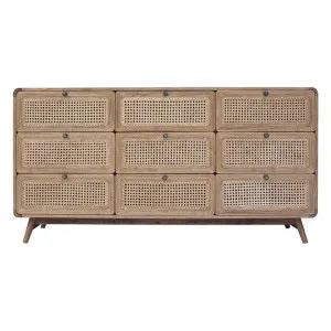 Sandro Mindi Wood & Rattan 9 Drawer Chest, Natural by Chateau Legende, a Dressers & Chests of Drawers for sale on Style Sourcebook