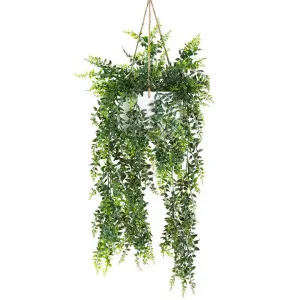 Glamorous Fusion Artificial Baker Fern in Hanging Pot, 94cm by Glamorous Fusion, a Plants for sale on Style Sourcebook