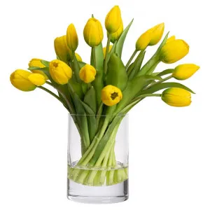 Srelane Artificial Tulip in Vase, Yellow Flower, 34cm by Glamorous Fusion, a Plants for sale on Style Sourcebook