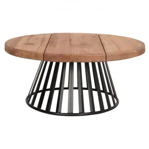 Dultic Recycled Pine Timber & Iron Round Coffee Table, 90cm by Suncrest Furniture, a Coffee Table for sale on Style Sourcebook
